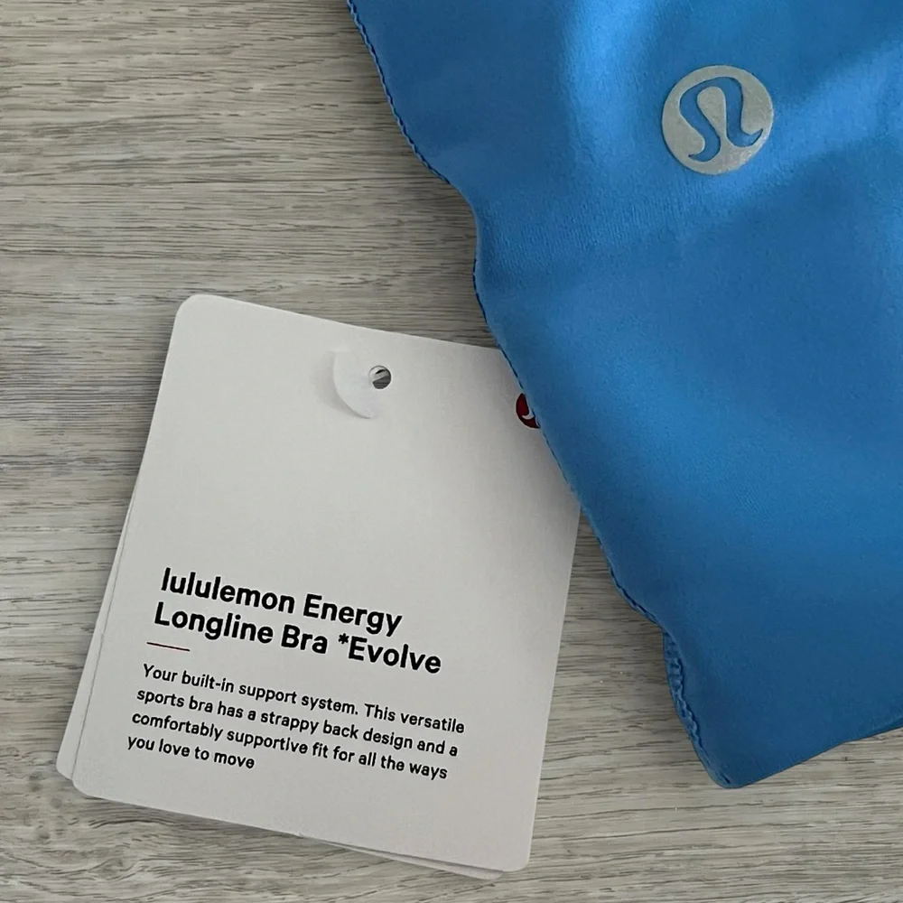 Lululemon Evolve Energy Longline Bra POOL PARTY Blue Medium Support B-D NWT - Picture 4 of 5